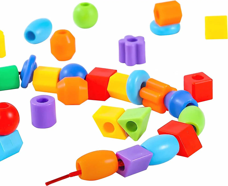 Stringing Beads Creative Children Kid Fine Motor Skill Handwork Geometric Threading Puzzle Cognition Toys