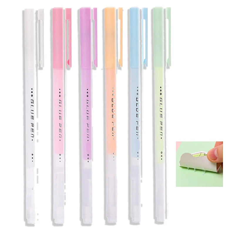 EZONE 6PCS Scrapbook Quick Dry Glue Pens Adhesive Glue Pens Crafting Fabric Pen Liquid Glue Pen Set for Scrapbooking Papercrafts