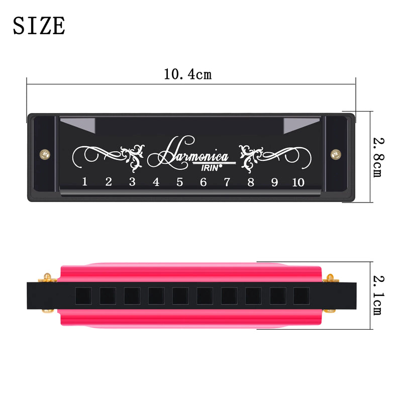 Professional 10 Hole 20 Tone Harmonica Color C Tone Harmonicas with Case Christmas Gift for Beginners Harmonica Hohner