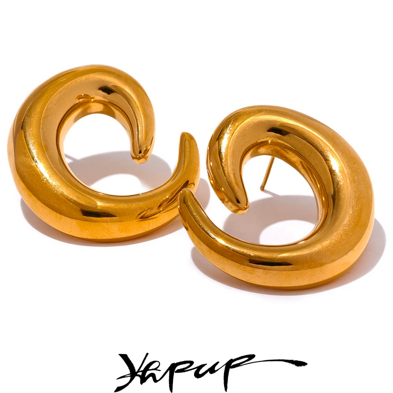 Yhpup 316L Stainless Steel Creative Fashion Stud Earrings Women Simple Metal Waterproof Geometric Prevent Allergy Jewelry Bijoux
