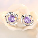 Genuine 925 Sterling Silver Woman's High Quality Fashion Jewelry Spiral Crystal Stud Earrings XY0227