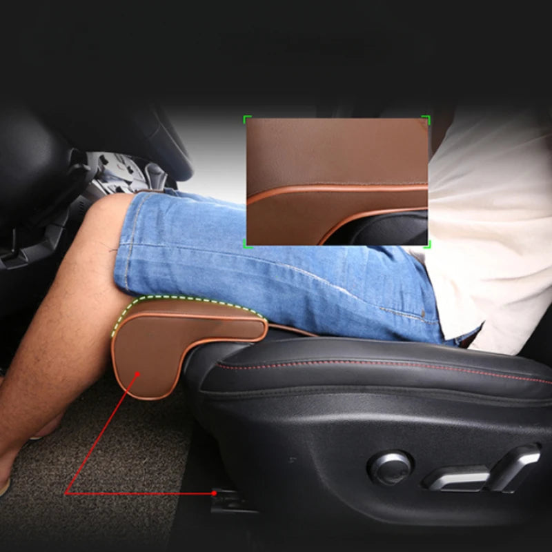 Leather Car Seat Extender Cushion Leg Support Pillow Memory Foam Knee Pad Long-Distance Driving Office Home Driver Protector Mat