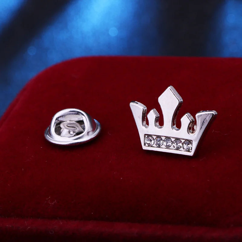 Classic Royal Crown Brooch Golden Lapel Pin Men's Shirt Collar Accessories Stainless Steel Small Brooches Pins Wedding Jewelry