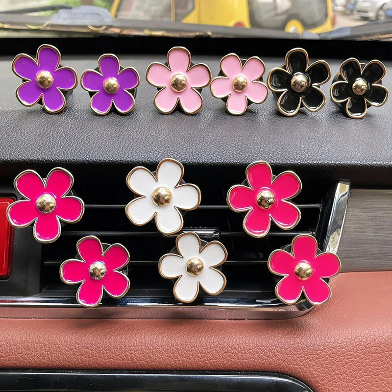 4pcs Flower Air Vent Clip Car Air Freshener Perfume Clip Cute Small Flowers Car Accessories Interior Woman Aromatherapy Diffuse