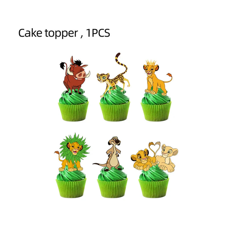 Disney Lion King Simba Theme Party Decorations Cup Cake Topper Decor for Kids Boys Birthday Party Decor Baby Shower Supplies