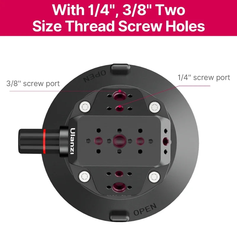 Ulanzi Car Phone Action Camera Holder Hand Pump Suction Cup 360° Adjustable 1/4" for GoPro for Insta360 DJI Action Smart Phone