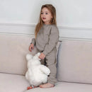 2026 Neuheiten Kleidung für kleine Mädchen Trainingsanzug 2-teiliges Set Warmer Fleece Einfarbiger Pullover+Hose Loungewear-Anzug für Kinder
