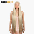 FREEDOM Synthetic Lace Front Wigs For Women Super Long 38Inch Ombre Blonde Highlight Ginger Straight Lace Wigs Cosplay Wigs