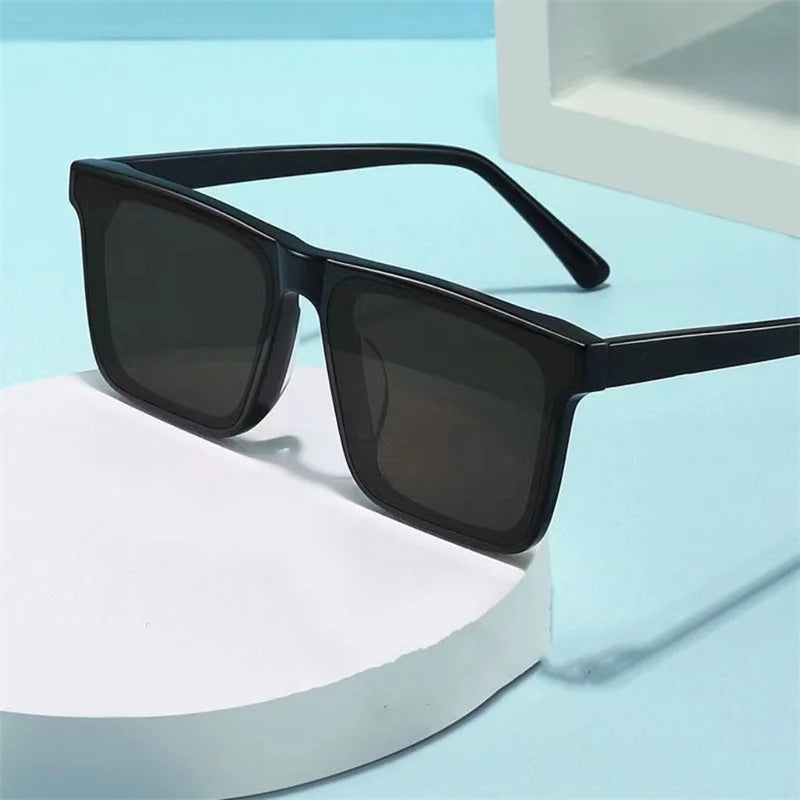 Retro Big Square Frame Sunglasses Women Brand Designer Black Cool Men Sun Glasses UV400 Shades Protection Eyeglasses Goggles