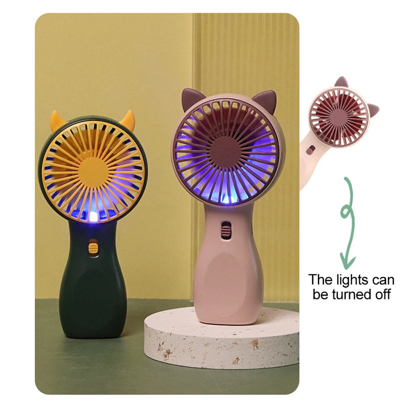 Mini Fan Portable Night Light Pocket Handheld Fan USB Charging Fan 2 Speeds Adujustable Summer Cooling Fan for Home Outdoor