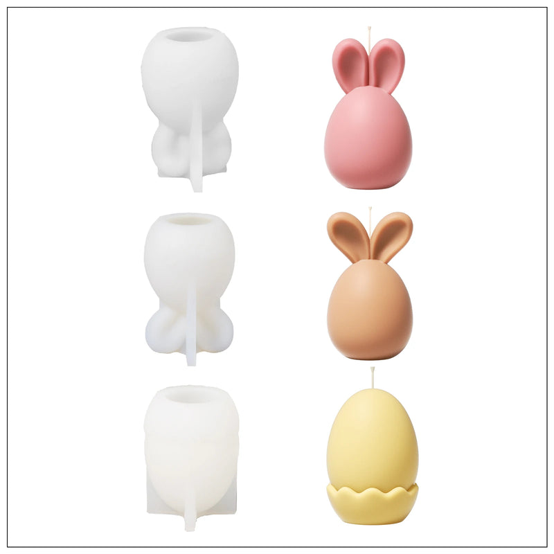 Nicole Bunny Eared Easter Egg Silicone Candle Mold Handmade Rabbit Easter Egg Chocolate Mould for DIY Candle Making Home Decor