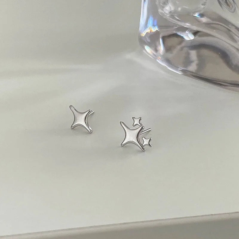 Y2k Cute Star Pentagram Stud Earrings Sweet Cool Shiny Rhinestone Lucky Star Earrings for Women Korean Jewelry Accessories