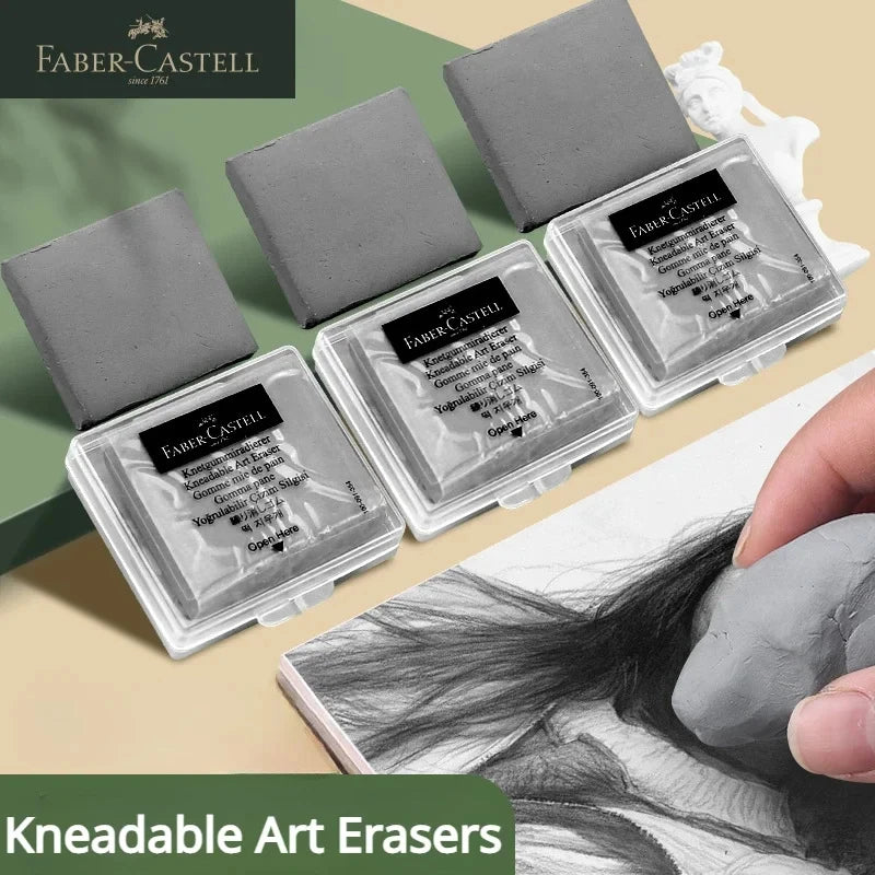 Faber-Castell 4PC kneaded Eraser Soft Art Erasers with Case Kneaded Rubber Art Pianting Drawing Sketch Eraser Stationery