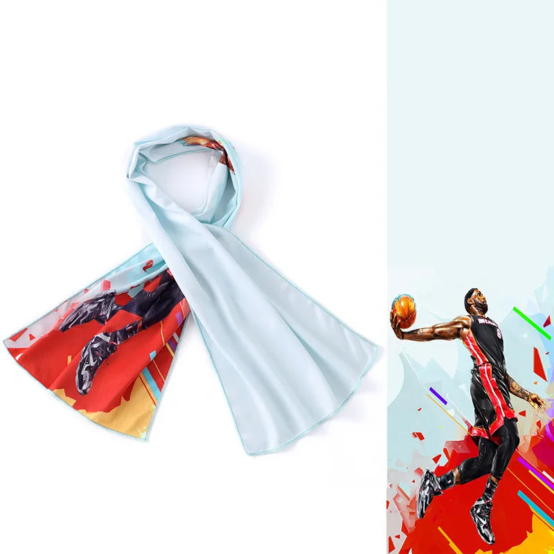 Printed Cooling Sports Towel Ice Silk Moisture Absorbent Breathable Quick Dry Summer Wicking Sweat Cooling Cold Towel