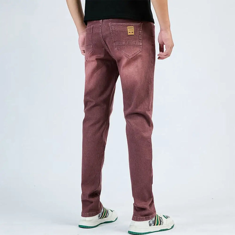 2025 Autumn Men's White Slim Fit Straight Jeans Casual Stretch Denim Pants Comfortable Fashion Streetwear Male Brand Clothing