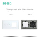 BSEED 1/2/3Gang Touch Switches 1/2/3Way Function Parts Type-c USB Wall French Sockets Crystal Glass Panels DIY Free Combination