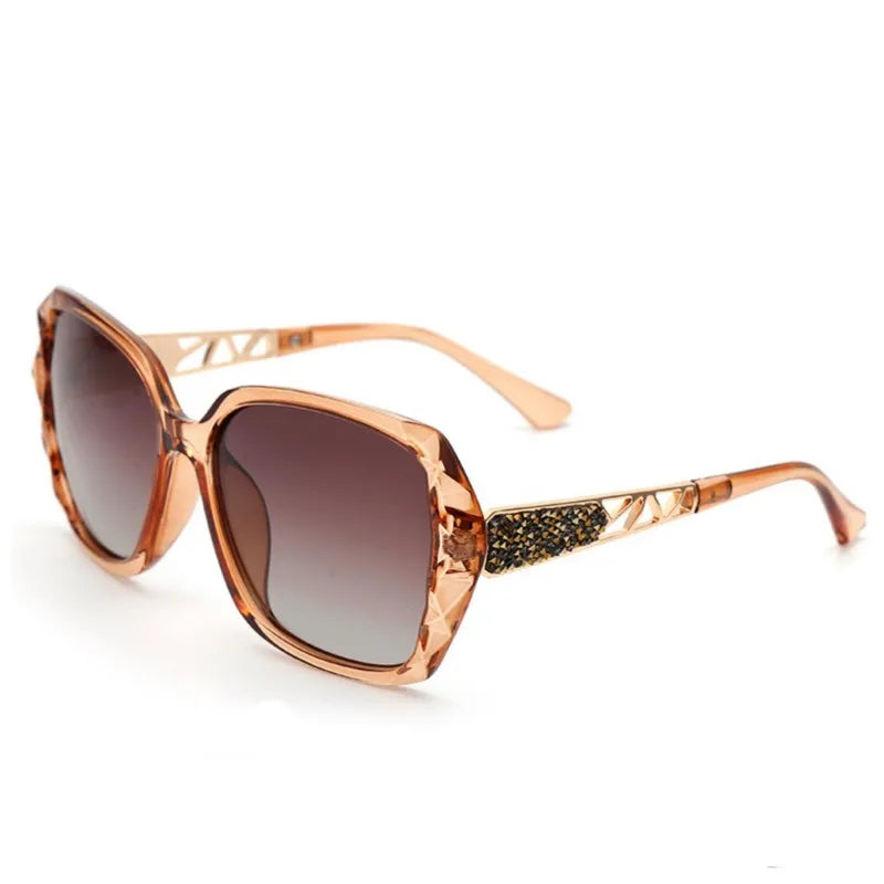 COOL&KU Polarized Sunglasses For Women Shiny Diamond Design  Ladies Elegant SunGlasses UV400 Luxury Fashionable Sunglasses