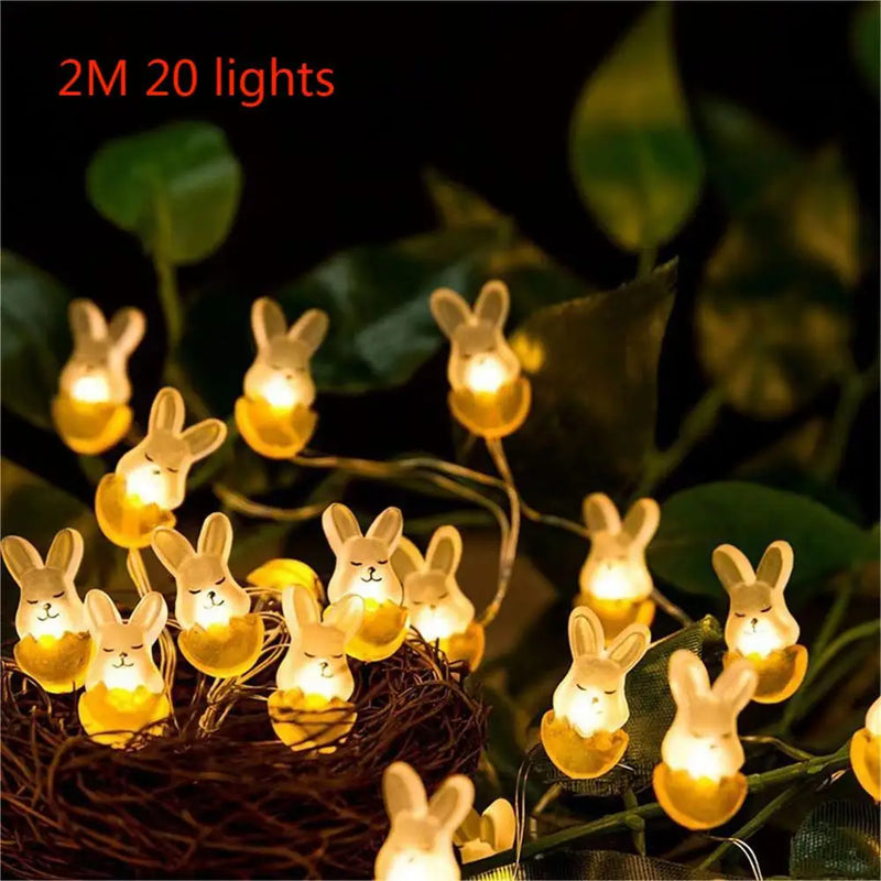 Easter Rabbits Carrots Light Decoration Batteries Copper Wire Waterproof LED String Lights Home Outdoor Easter Party Decorations