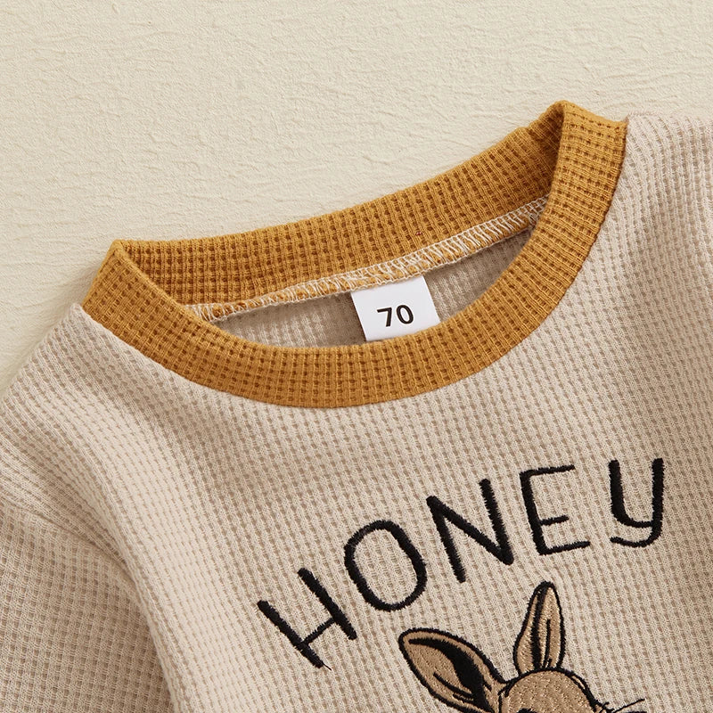 Infant Unisex Hoodies Rompers Easter Outfits Bunny Initial Embroidery Sleeved Spring s Playsuits for Toddlers