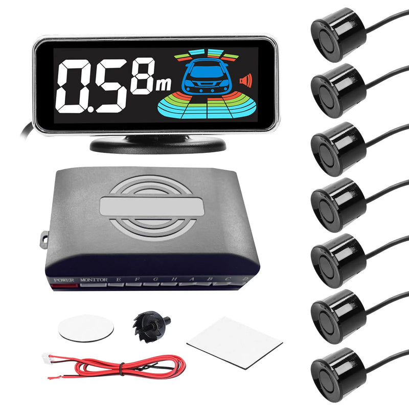 Rear Reversing Radars System LCD Display Car Parking Sensor Distance Detection Sound Warning Buzzer With 4pcs/8pcs Probes