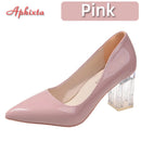 Aphixta 7cm High Heels Damen Orange Leder Pumps Weibliche Hochzeit Grüne Transparente Schuhe Drop Shipping Übergröße 30-50