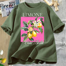 Watercolor Lemons T-Shirt Limone Lemon Blossoms T Shirt Trendy Citrus Fruit Tee Cute Summer Cotton Short Sleeve Graphic T Shirts
