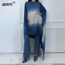 WINYI summer dress Tie-dyed sexy dress Women elegant robe Middle East Female kaftan abayas dubai luxury beach cover up Caftan