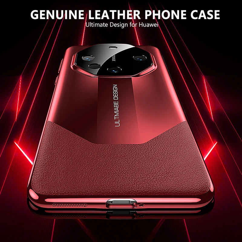 Original Leather Phone Case For Huawei Mate 60 Pro Cowhide texture Plating Cover For Mate 40 RS Luxury Ultimate design