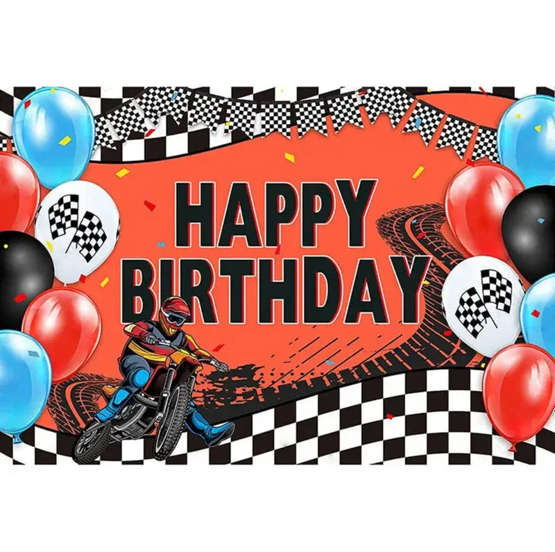 Motocross Racing Theme Backdrop Motorcycle Dirt Bike Photography Background for Boys Birthday Party Decoration Cake Table Banner