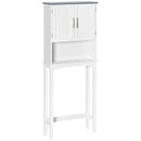 Kleankin Modern over the Toilet Storage Cabinet, Double Door over Toilet Bathroom Organizer with Adjustable Shelf and Open Shelf