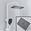 White Bathroom Shower Faucet with Digital Display 4 Function Wall Mount Hot Cold Water Tap Piano Bathroom Shower System