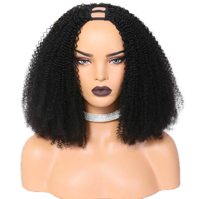 Kinky Curly U Part Wig Human Hair No Leave Out Middle Part Glueless V Part Wig 180 Density Brazilian 3B 3C Curly Human Hair Wigs