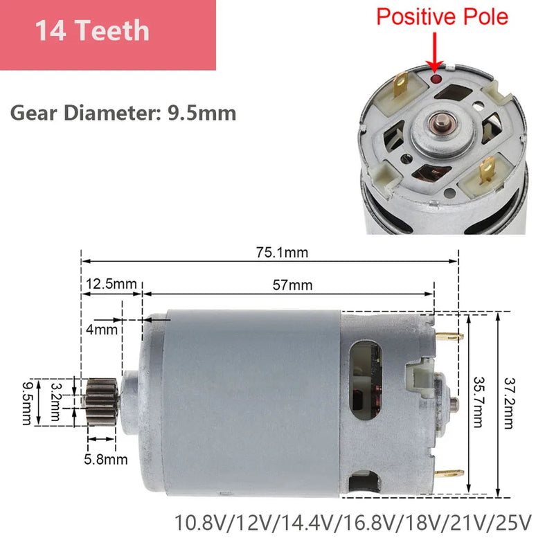 RS550 DC Motor 10.8V/12V/14.4V/16.8V/18V Electric Motor Engine High Torque Gear Box for Electric Drill / Saw Screwdriver