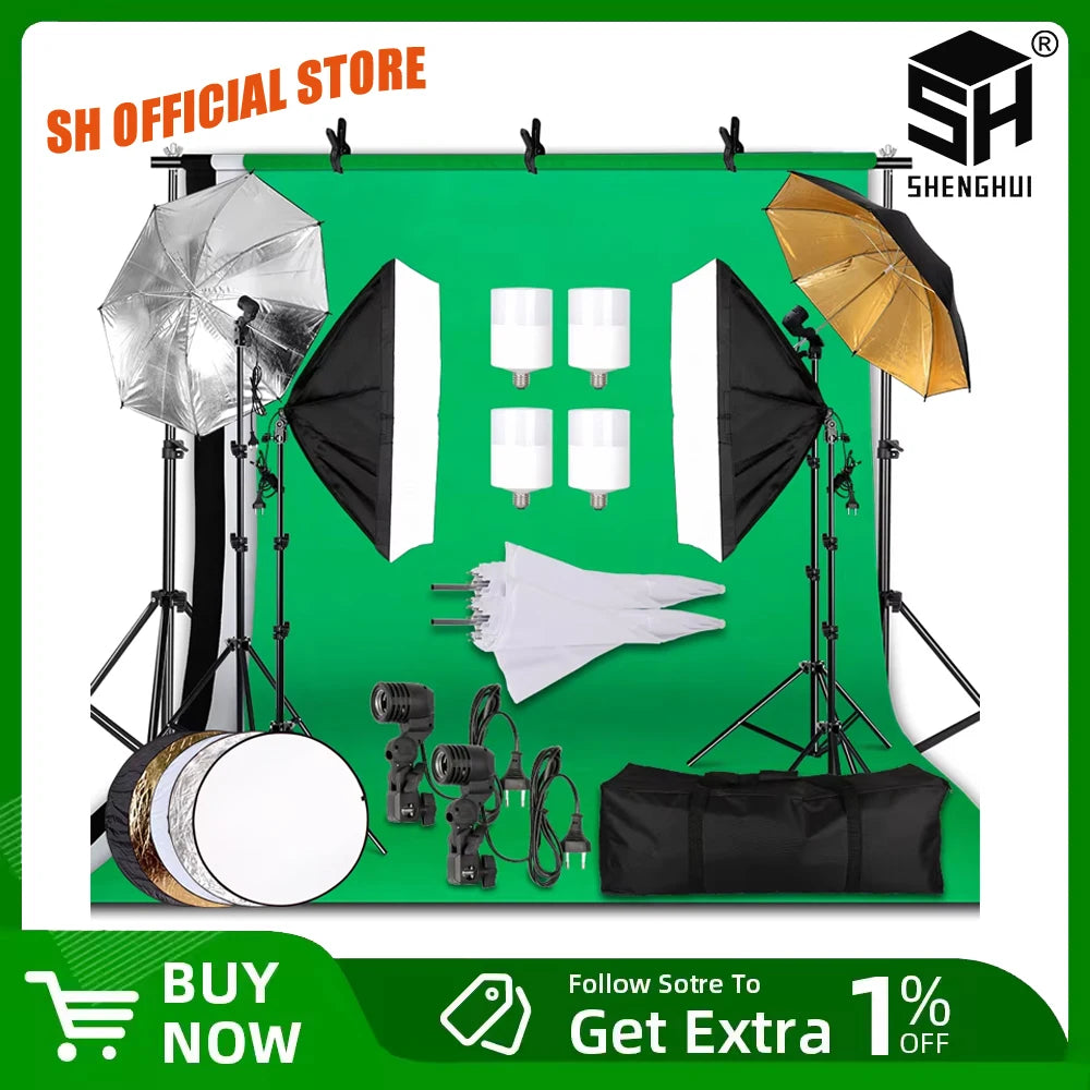 2.6x3M Photography Reflector Lighting Kit Photo Background Muslin Back