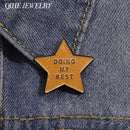 Doing My Best Star Enamel Pin Custom Gold Color Metal Badge Brooch Backpacks Shirt Lapel Jewelry Accessories Friend Kid Gifts