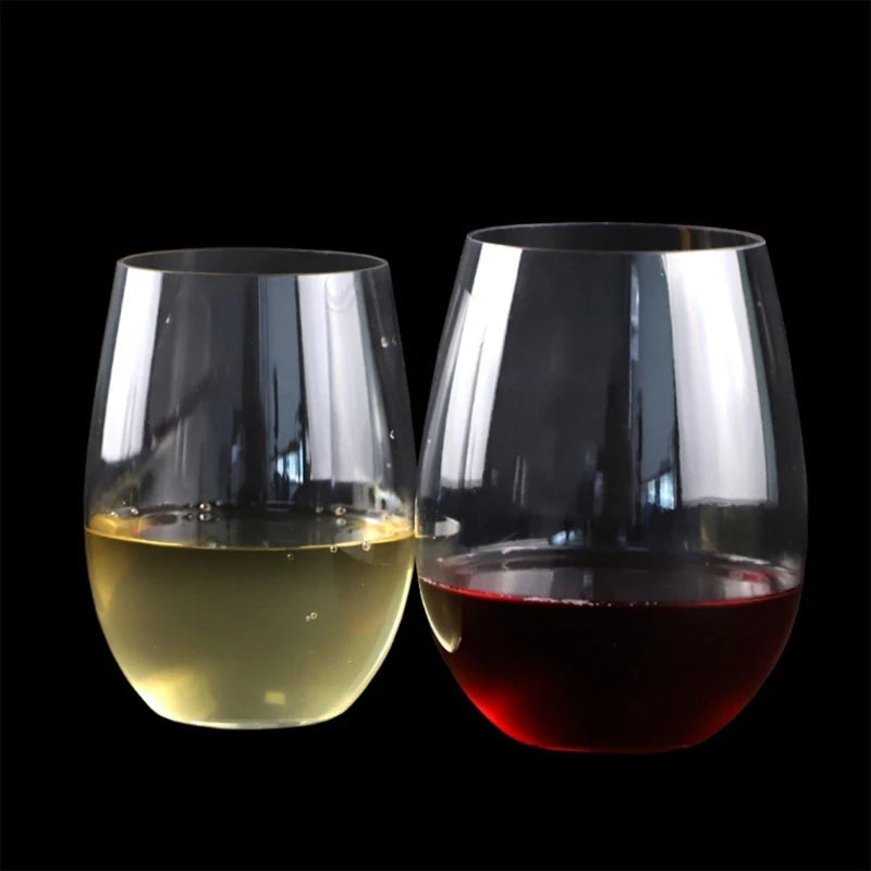 Plastic Stemless Wine Glasses Disposable 12 Oz 16 Oz Clear Plastic Wine Cups Shatterproof Recyclable and BPA Free 87HA