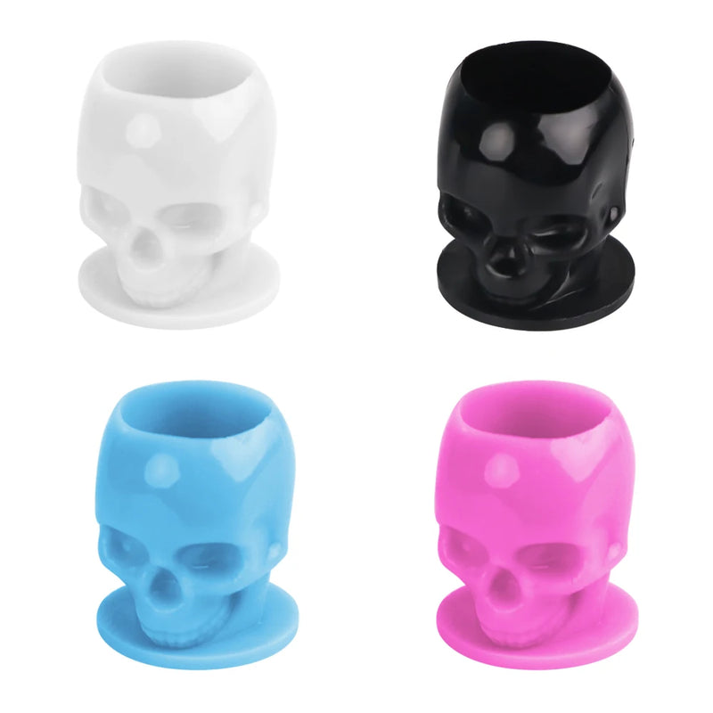 50 Pcs Safe Skull Design Tattoo Ink Cups Microblading Pigment Container Cap Holder For Permanent Makeup Tattoo Supplies Body Art