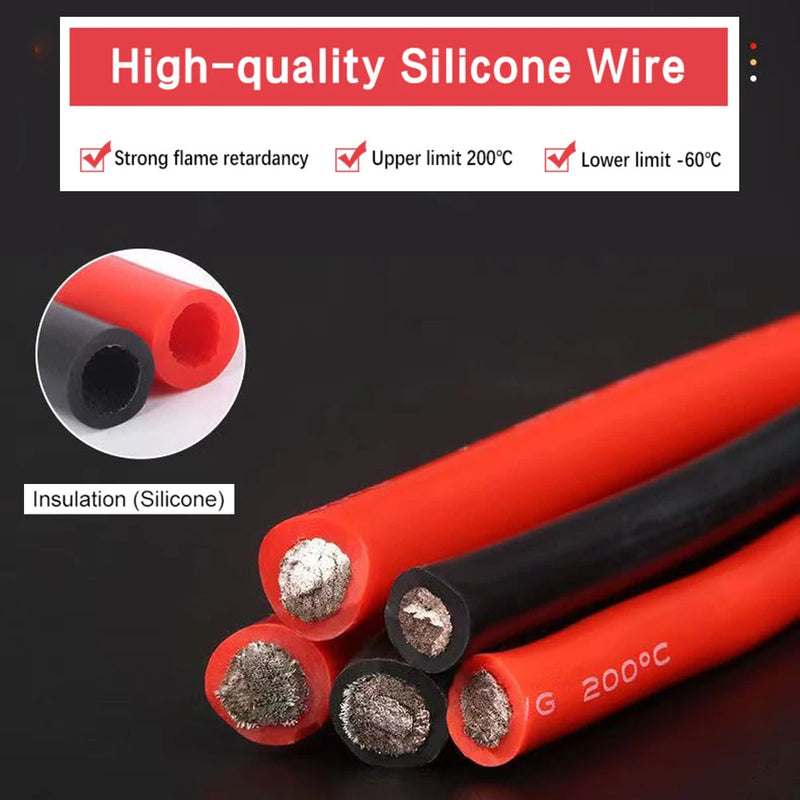 1M Heat-resistant Super Soft Silicone Cable 24 22 20 18 16 14 12 10 8 6 4 2 0 AWG Car Battery Flexible Tin-plated Copper Wire