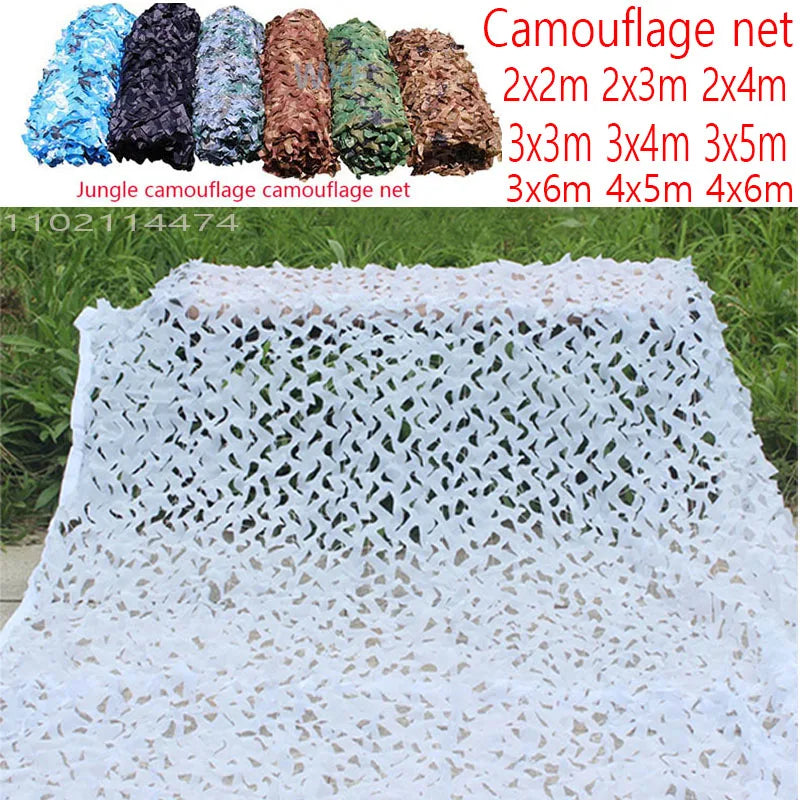 Military reinforced white camouflage net hunting pavilion shading net garden decoration net green jungle desert camouflage