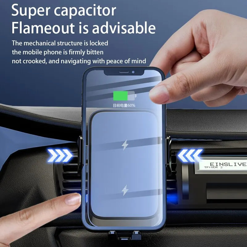 Wireless Car Charger Stand Automatic Fast Charging Station For iPhone 15 14 13 12 Samsung Z Flip Fold Xiaomi Phone Holder Mount