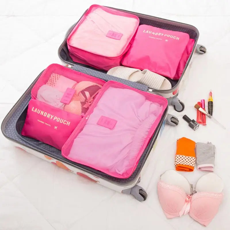 6pcs Set Travel Storage Bags Suitcase Packing Set Storage Cases Portable Luggage Organizer Clothes Shoe Foldable Organizer