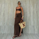 2025 New 2PC Push Up Women Bikini Set Skirt Floral Printed Bikinis Strappy Bandage Swimwear Brazilian Biquini Bathing Suit