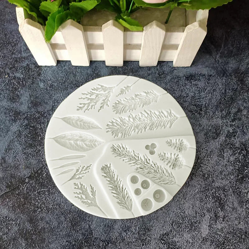 Silicone Sugarcraft Mold Leaf Foliage Christmas Tree Pineal Cone Resin Tools Cupcake Fondant Cake Lace Decorating Tools Baking