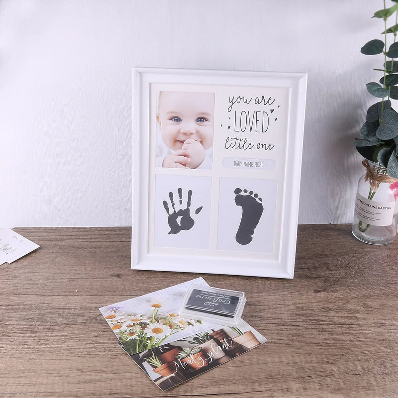 Hand and Foot Print Mud Newborn Hand and Foot Print Baby Baby Full Moon Hundred Days Souvenir First Birthday Gift Photo Frame