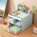 1PCS 2-laye Creative Pen Holder Transparent Drawer Rabbit Storage Box Children Girls Student Office Bedroom Desktop