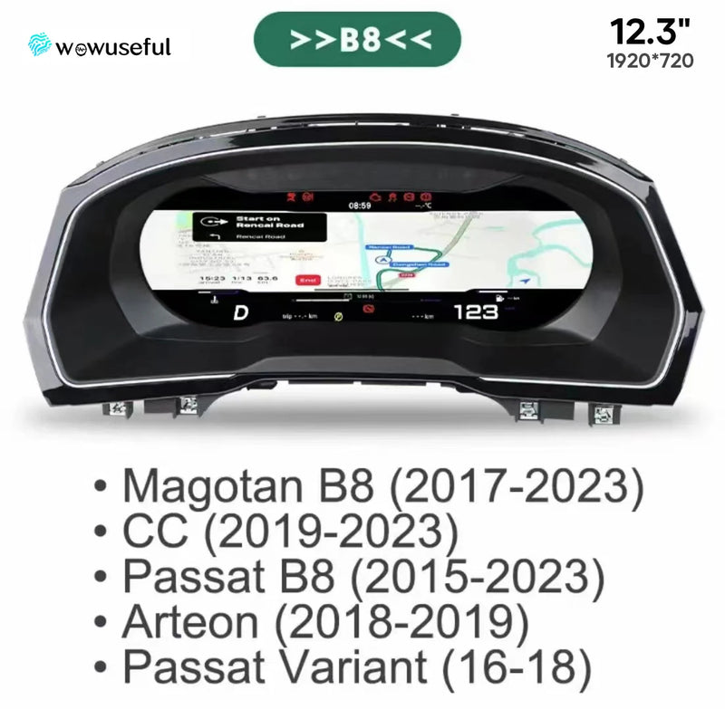 12.3'' Lcd Digital Dashboard Cluster For VW Scirocco Jetta Golf 6 7 MK7 Passat B8 B7 modify Auto Radio Instrument Paneel Cockpit