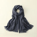 Solid Color Cotton Linen Scarf for Women Lady Literature Anti-sunburn Long Tassel Scarves Autumn Soft Gauze Wrap Shawls New