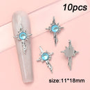 3D luxury zircon Star cross Nail Metal Charms 10pcs mermaid  bead nail jewelry  11*18mm Aolly Nail Art Crystal Gems Decorations