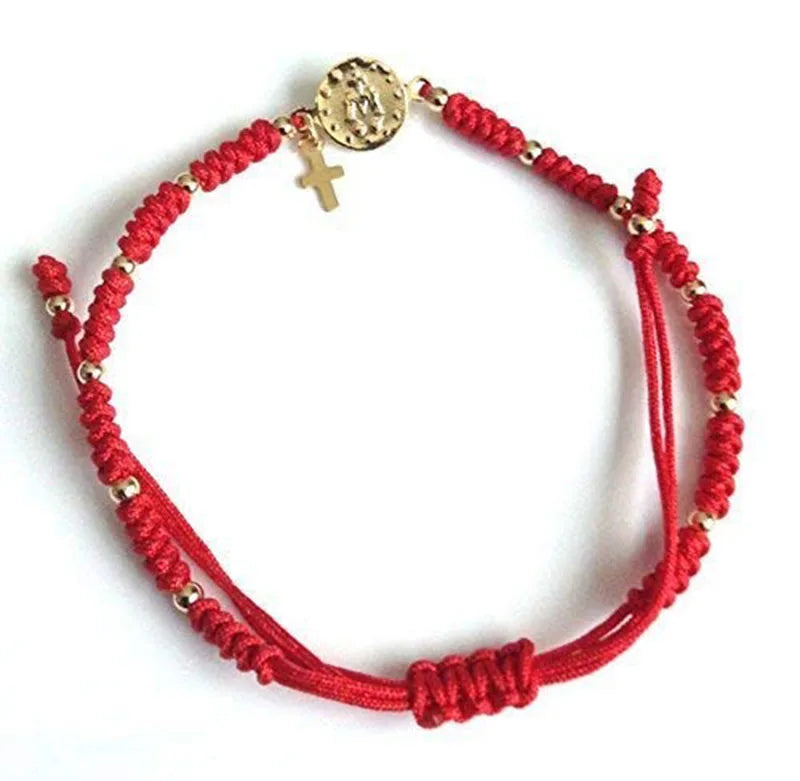1Pcs Virgin Mary Medal Adjustable Red String Bracelet Virgen la Milagrosa