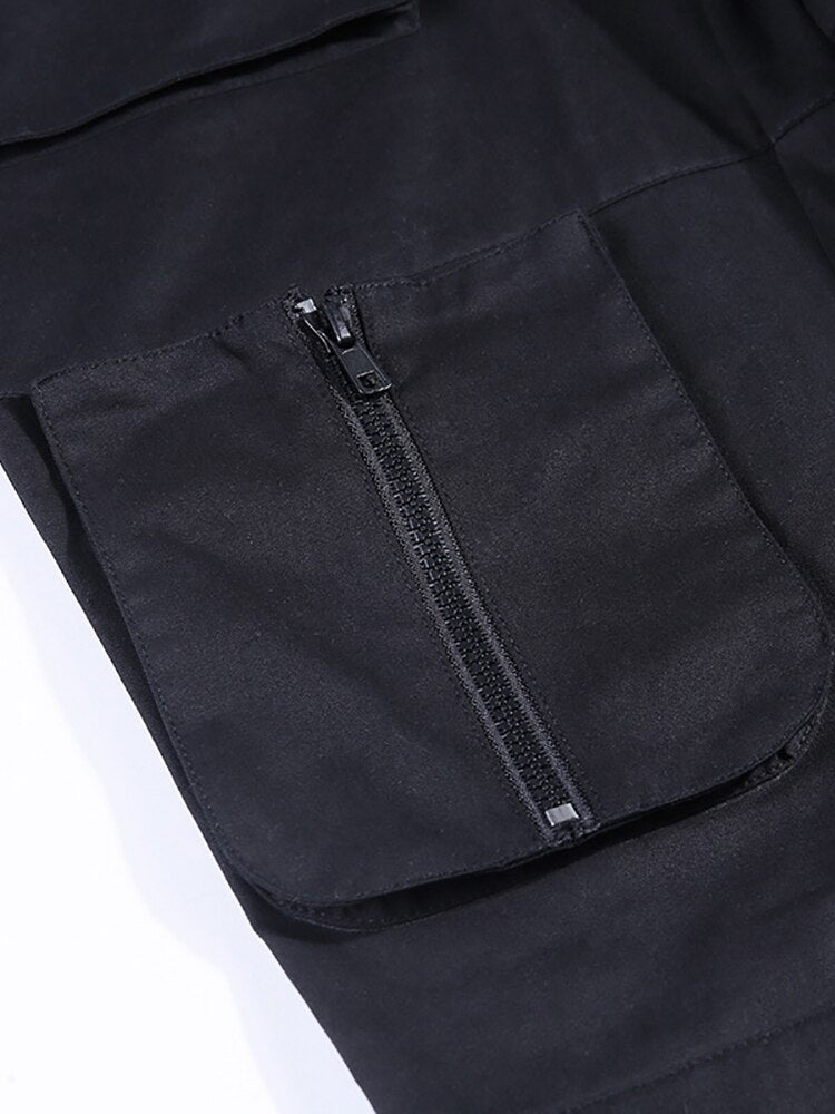 Goth Dark Pleated Grunge Gothic Pants For Women Harajuku Punk Patchwork Zipper Pockets Autumn 2021 Fashion Female Trousers